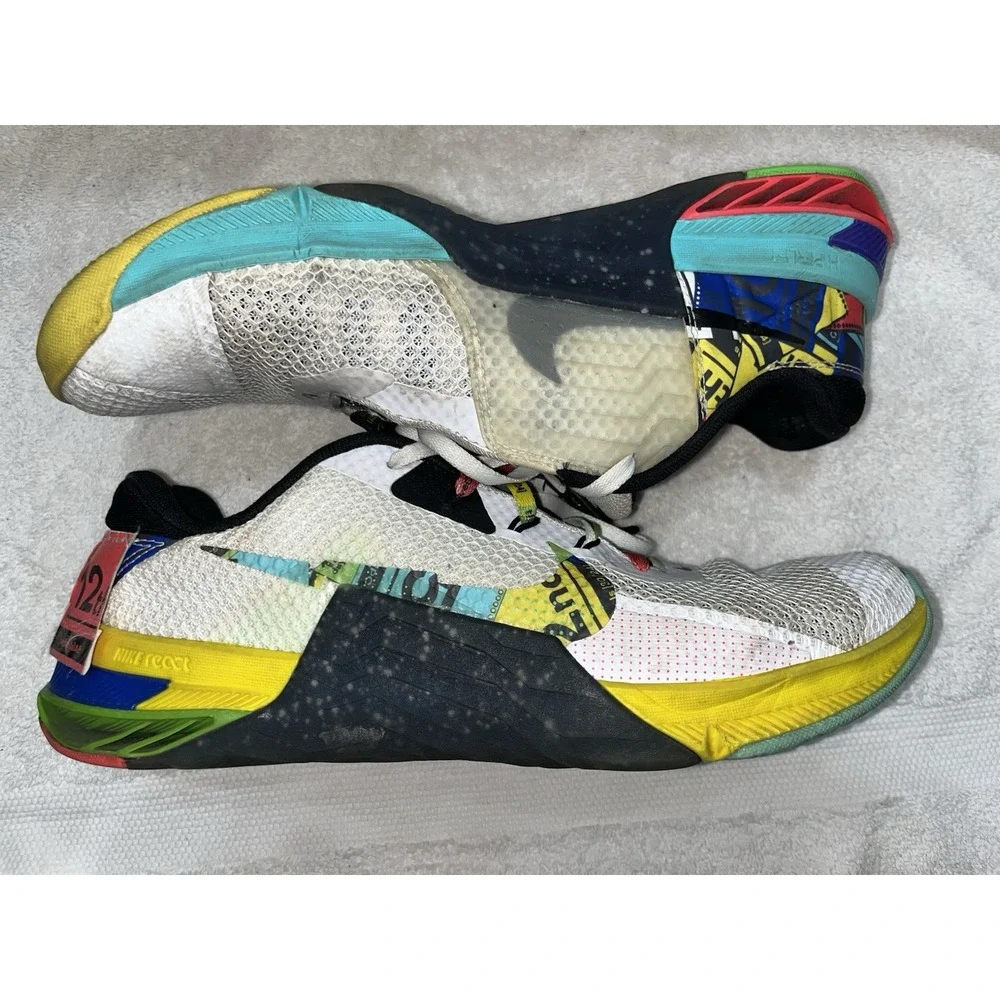 Nike Metcon 7 Men's Size 12 US DC9510-199 White Black Yellow Strike Athletic